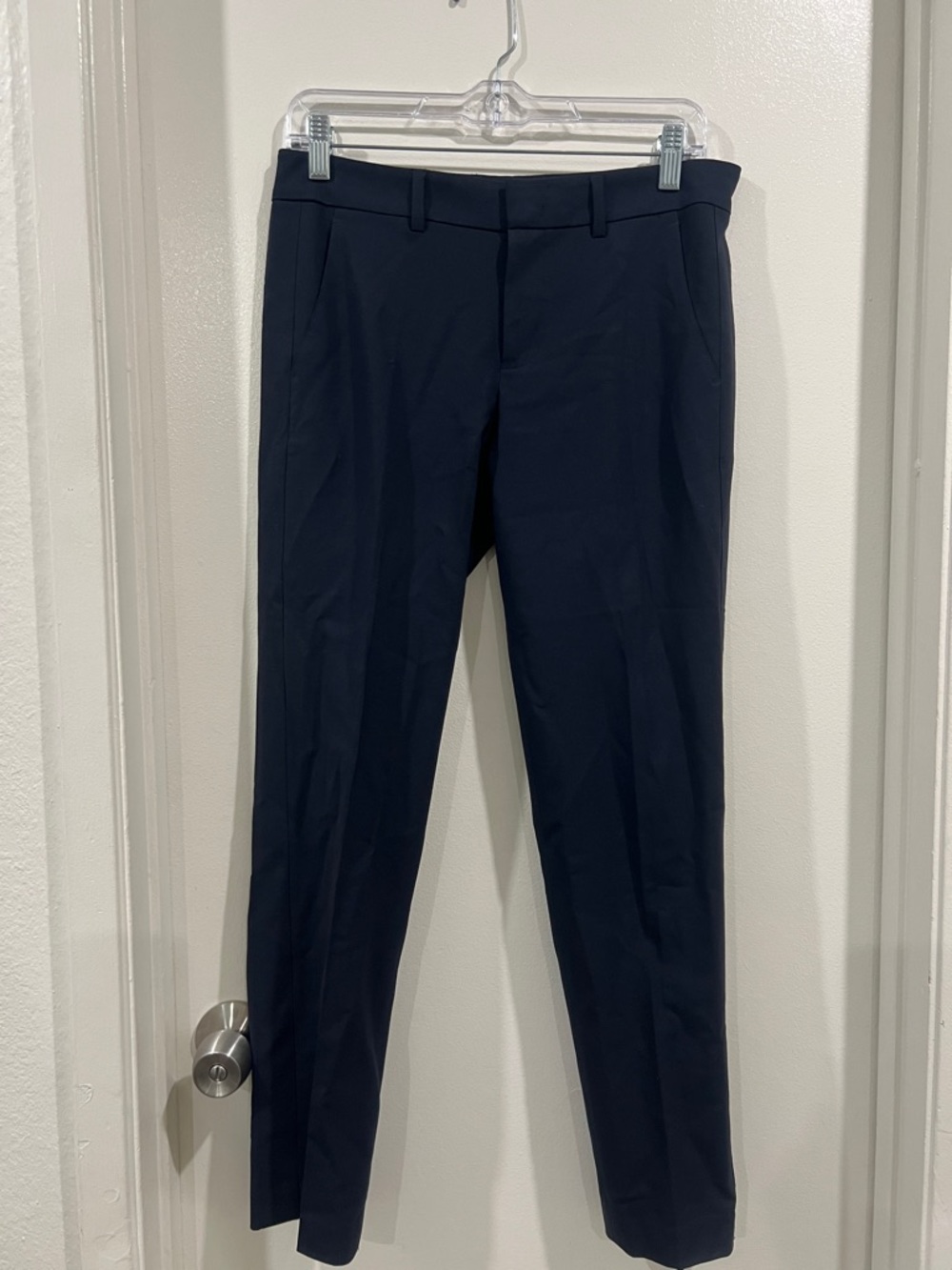 Vince Mid Rise Tapered Dark Navy Coastal Blue Ankle Wool Pant Trouser Size 4